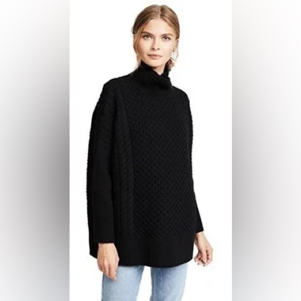 AYR Le Square Extra Fine Merino Wool Black  Chunky Knit Sweater, Size M